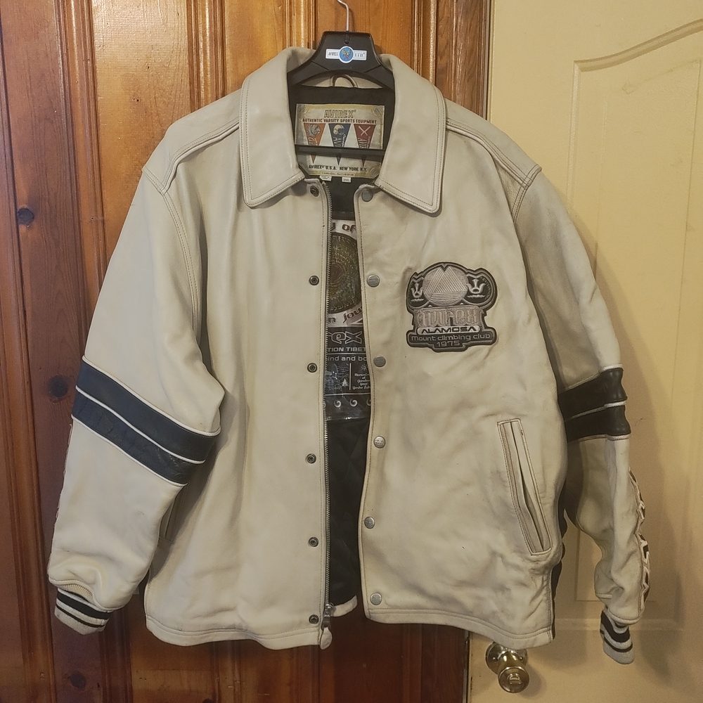 Avirex Cream and Black Bomber Jacket
